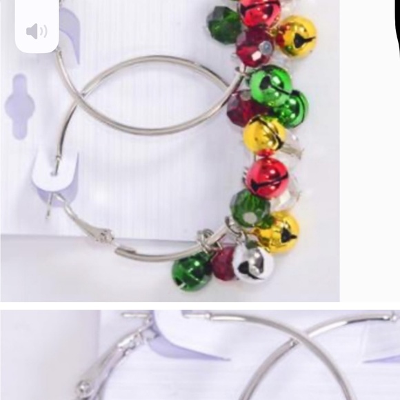 Christmas Bell HOOP EARRINGS - Picture 4 of 6
